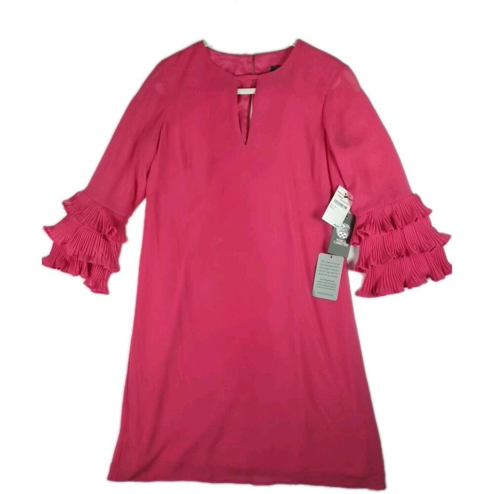 Vince Camuto Women's Flutter Sleeve Dress Hot Pink Size 0 XS NWT $128
